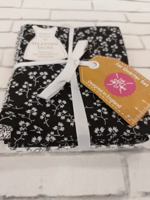 Black & White Floral 6 Piece Fat Quarter Fabric Pack - Ombre Trends by Heather Jacks