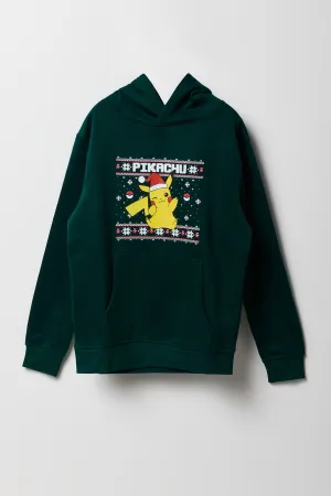 Boys Pikachu Graphic Fleece Christmas Hoodie