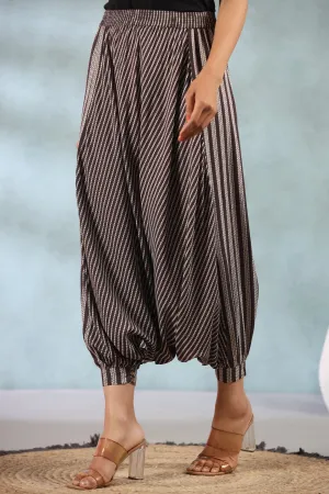 Brown Rayon Printed Harem Pants