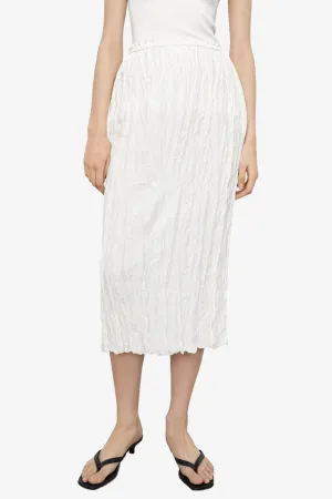 Crinkled Silk Slip Skirt - Off-White