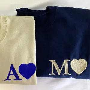 Custom Embroidered Initials on Sweatshirt