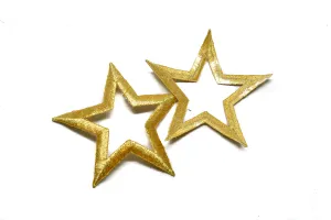 Embroidered Gold Iron on Star Patch Applique 3.30" x 3.50" - 1 Piece