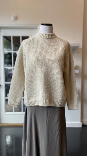 Ivory Renew-Wool Raglan Pullover