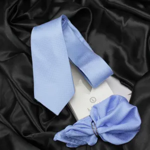 Kovove Cyan Polka Dot Necktie and Pocket Square Gift Box