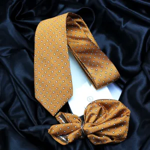 Kovove Elegant Orange Polka Dot Necktie and Pocket Square Gift Box