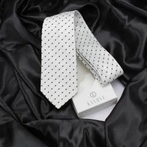 Kovove Elegant White Polka Dot Neck Tie For Men