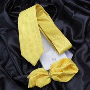 Kovove Yellow Polka Dot Necktie and Pocket Square Gift Box