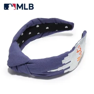 NY METS LELE SADOUGHI / MLB NAVY EMBROIDERED KNOTTED HEADBAND