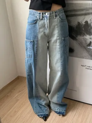 Pantalon Denim Patchwork Vintage Coréen