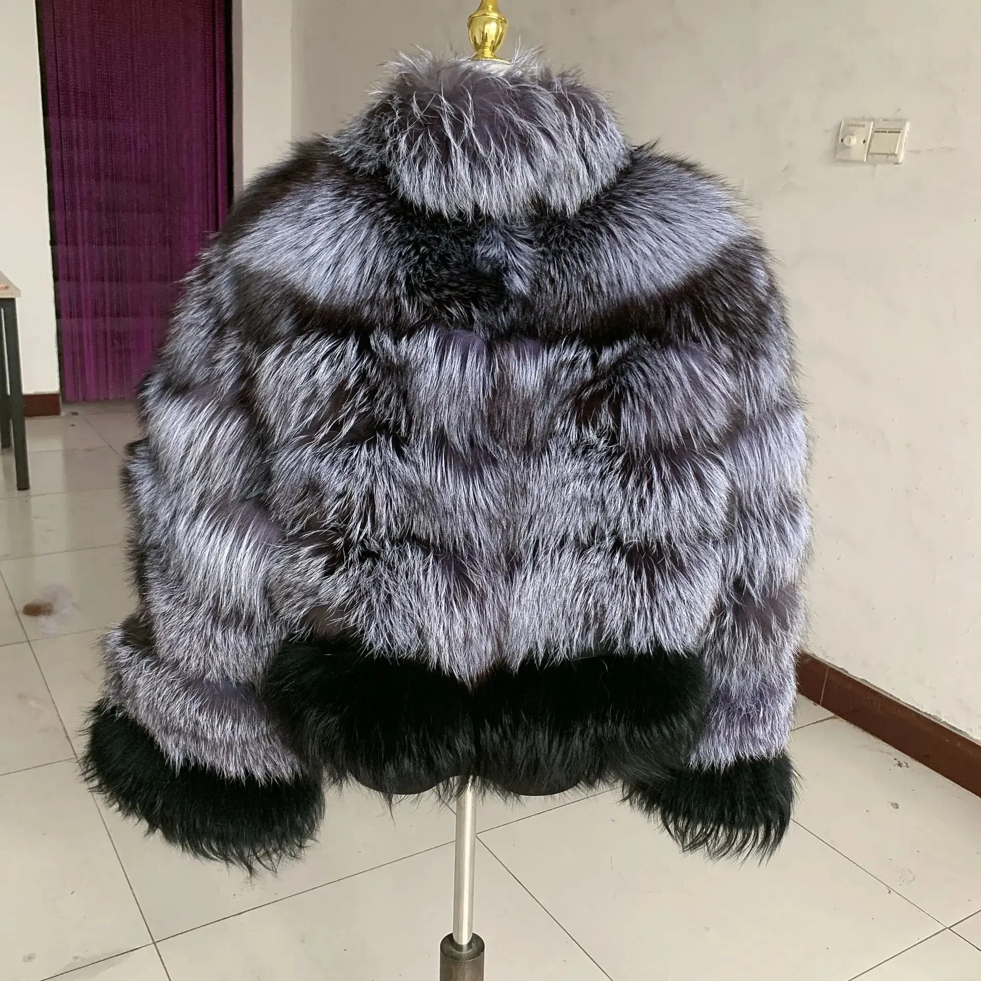 TEEK - Natural Silver Fluff Mixed Design Real Coat