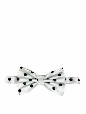 White and Black Polka Dot Bow Tie and Pocket Square